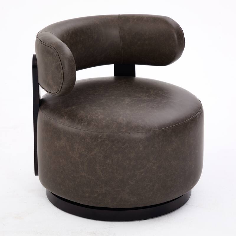 Christopher Knight Home -Modern PU Upholstered Swivel Club Chair with Wooden Base