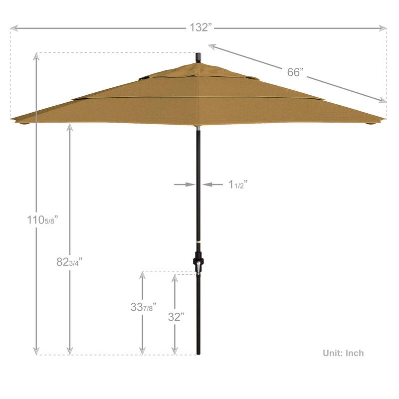 California Umbrella 11' Rd Golden State Series Patio Umbrella Bronze Aluminum Frame Crank Lift Collar Tilt Sunbrella