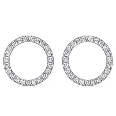 1/4Ct Diamond Circle Studs Women's Earrings in 10K White Gold Lab Grown