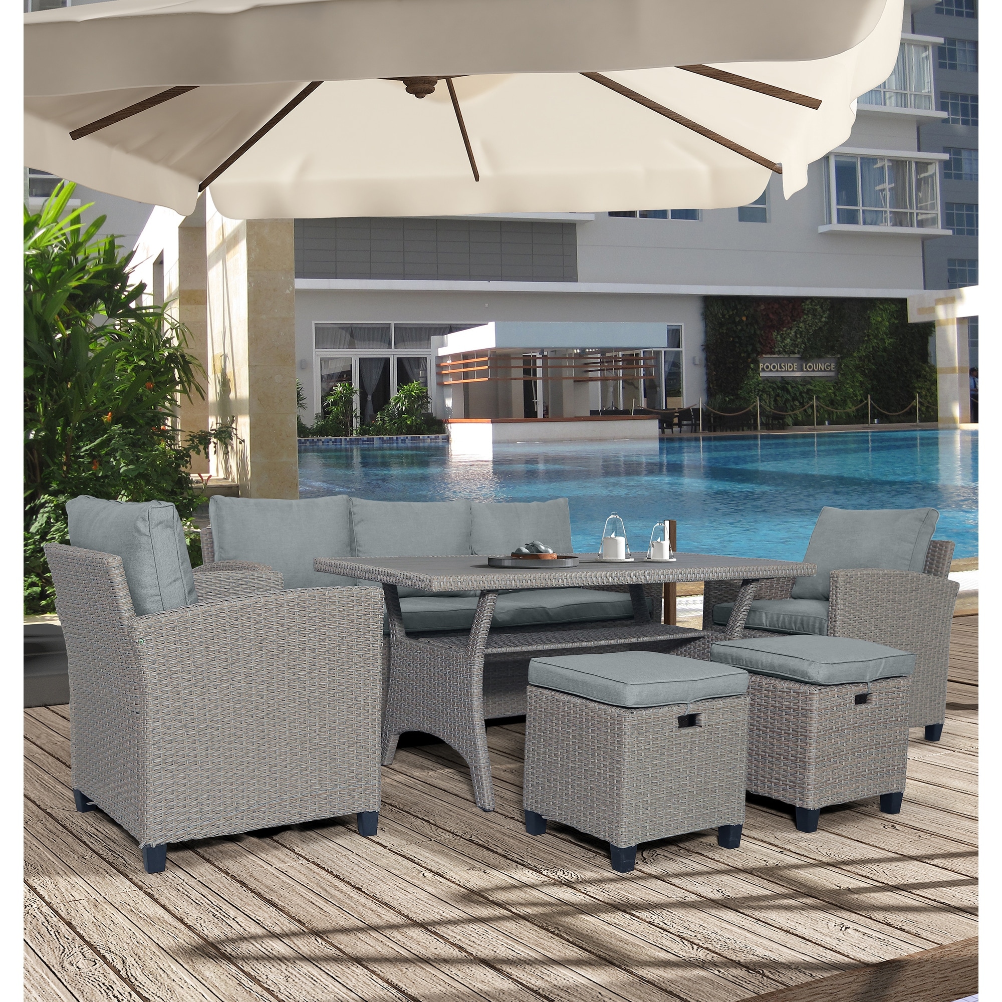 6 Piece Outdoor Rattan Wicker Set Patio Garden Backyard Sofa