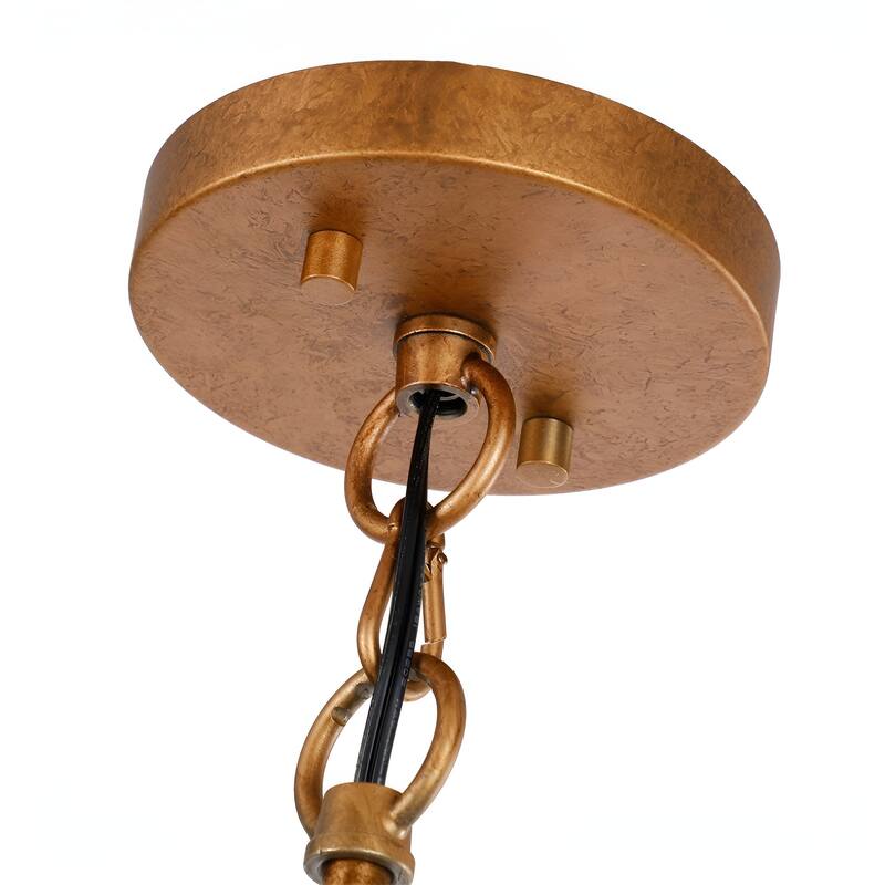 6 - Light Natural Metal Wood Sputnik Sphere Chandelier