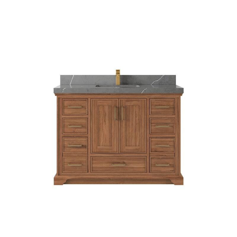 Willow Collections 48 in. W x 22 in. D Charlotte Teak Single Sink Bathroom Solid Teak Vanity with Countertop