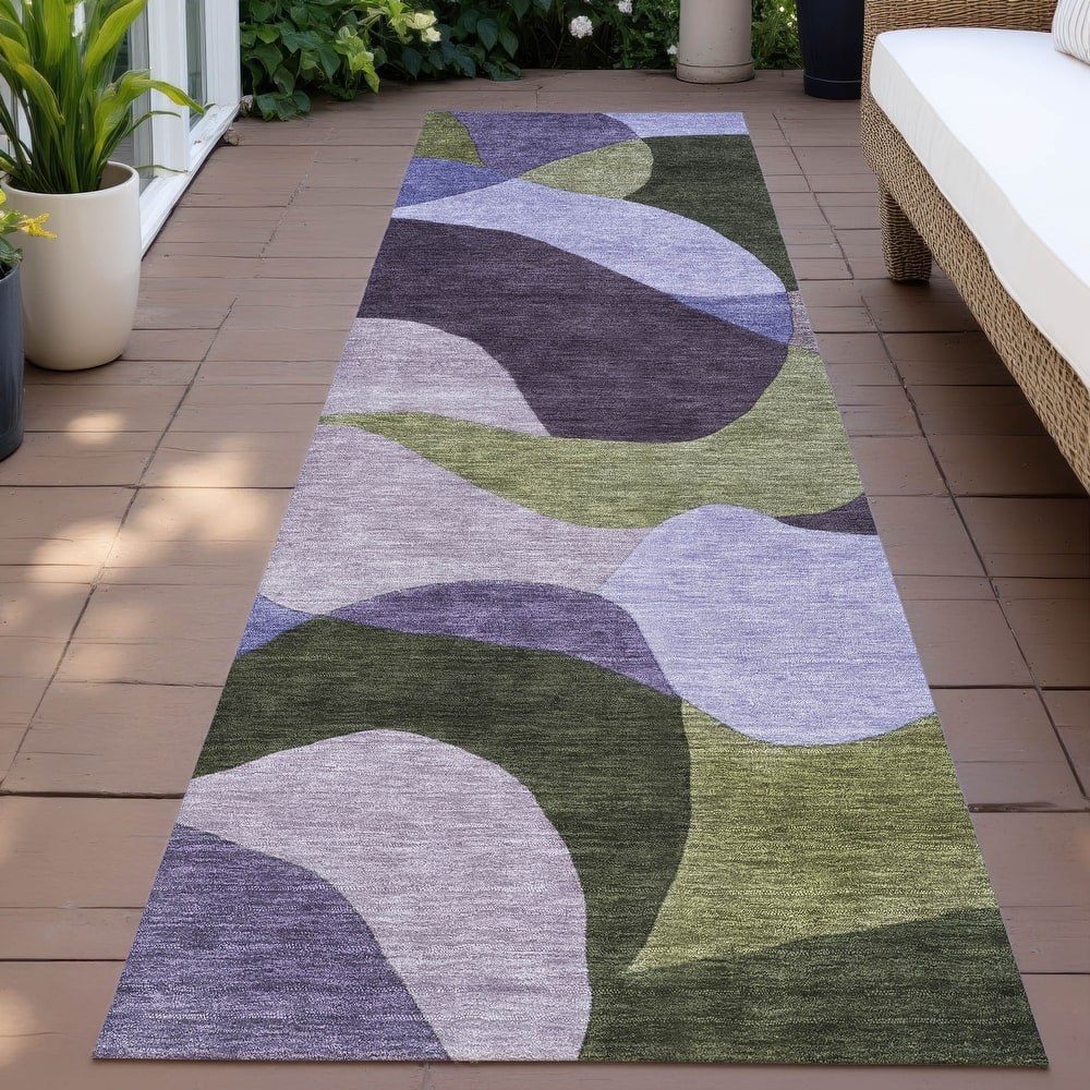 Machine Washable Indoor/Outdoor Modern Century Chantille Rug