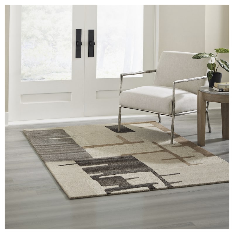 Signature Design by Ashley Kencher Beige/Brown Rug - 60" W x 84" D x 0.26" H