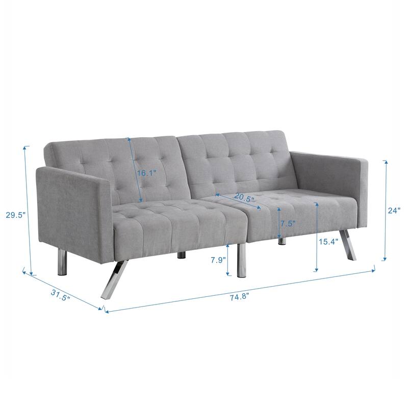Convertible Folding Sofa Bed with Adjustable Split Back and Breathable Linen, Ideal for Small Spaces, Dorms, and Apartments