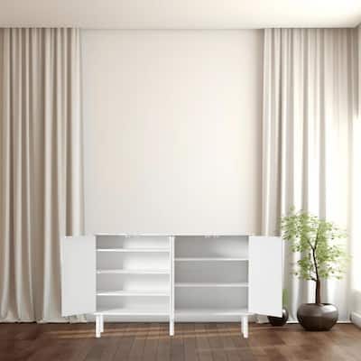 Modern Sideboard Buffet Cabinet with Fluted Design, 5 Adjustable Shelves, and Anti-Tipping Device for Entry Hallway Storage