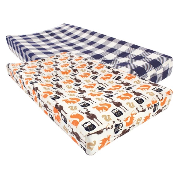 slide 1 of 1, Hudson Baby Infant Boy Cotton Changing Pad Cover, Forest, One Size - Forest Cotton - Forest