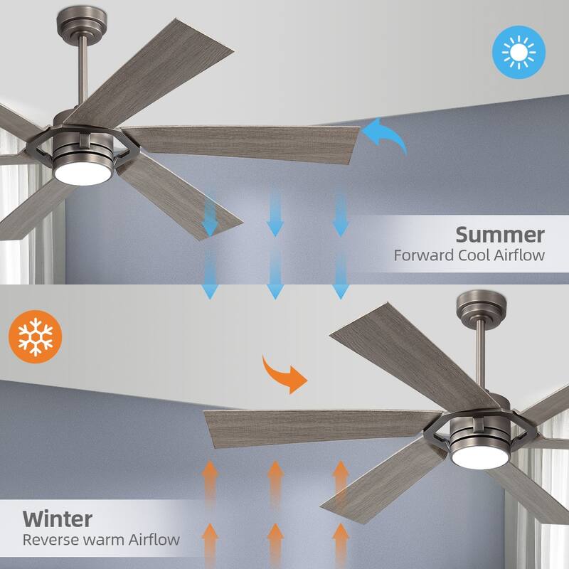 MLiAN 60 inch 6 Blades Indoor Smart Ceiling Fan with Light and Remote - 60inch
