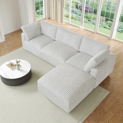 L-shaped Soft Plush Upholstered Modular Sectional Sofa Deep Living Room Couch