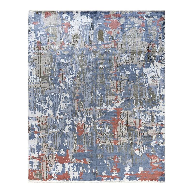 Ikat One-of-a-Kind Hand-Knotted Area Rug - Gray, 8' 2" x 10' 2" - 8' 2" x 10' 2"