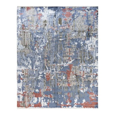 Ikat One-of-a-Kind Hand-Knotted Area Rug - Gray, 8' 2" x 10' 2" - 8' 2" x 10' 2"