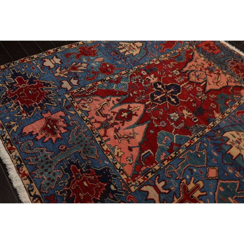 7'1''x9'4'' Hand Knotted Red Kazak Wool Tribal Arts & Crafts Rug - 7' 1'' x 9' 4''