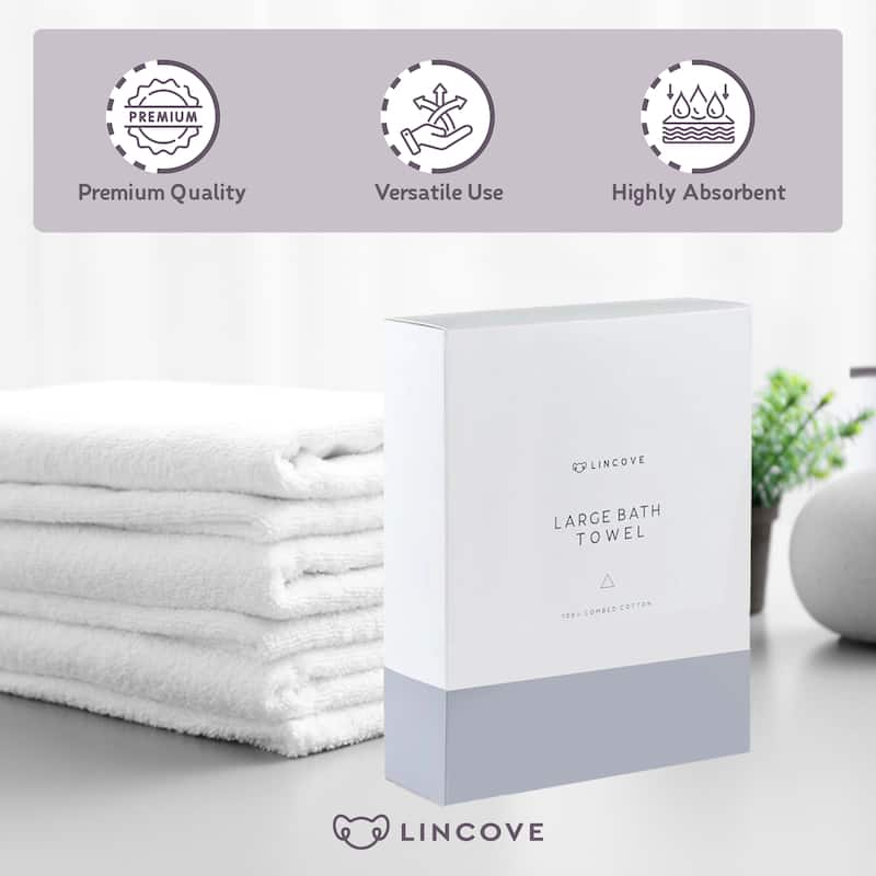 Lincove Large Luxury Bathroom Towel - 100% Cotton, Highly Absorbent, 39.5"x71"