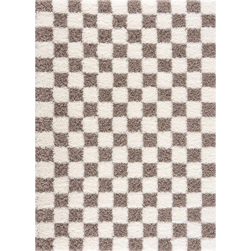 Hauteloom Atira Living Room, Bedroom Area Rug - Contemporary - Plush Pile - Light Gray,Cream - 7'10" x 10'3"
