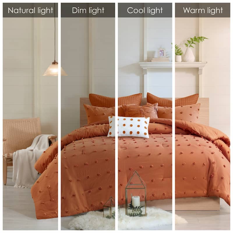 Intelligent Design Maize Cotton Jacquard Comforter Set with Euro Shams and Throw Pillows