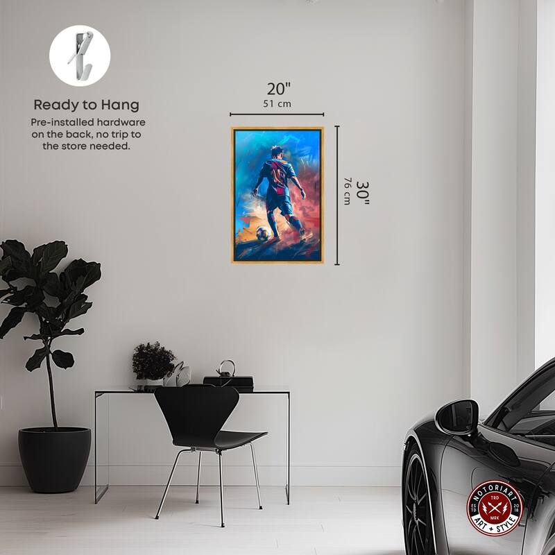 Notoriart Bold And Colorful Soccer Player Framed Soccer 1 Piece Canvas Wall Art