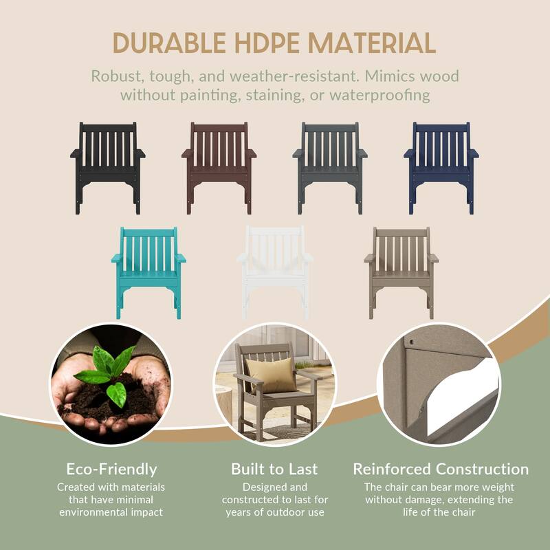 Polytrends Laguna Outdoor Patio 3-Piece Garden Arm Chair Conversation Set With Side Table