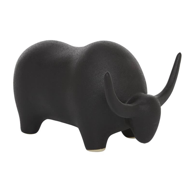 Ceramic Bull Decorative Sculpture - Black - Roche River Decor - Black