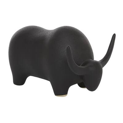 Ceramic Bull Decorative Sculpture - Black - Roche River Decor