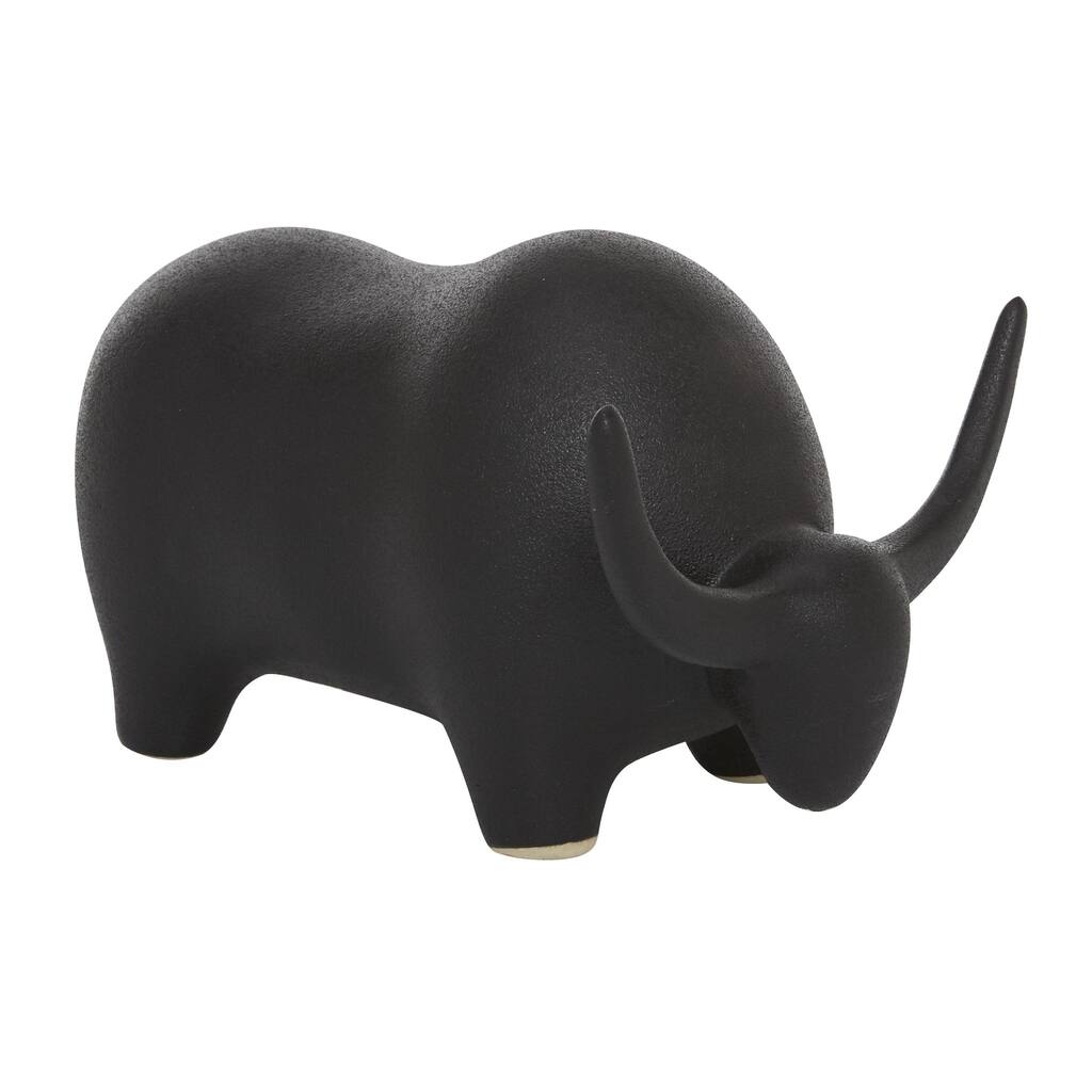 Ceramic Bull Decorative Sculpture - Black - Roche River Decor