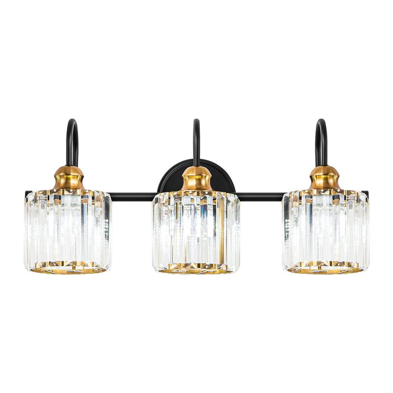 3/4-Light Modern Glam Linear Dimmable Crystal Bathroom Vanity Lights Over Mirror