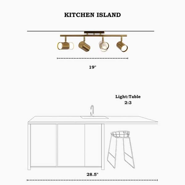 dimension image slide 0 of 3, Modern Farmhouse 4-Light Adjustable Linear Ceiling Track Lighting Kit Flush Mount Ceiling Light