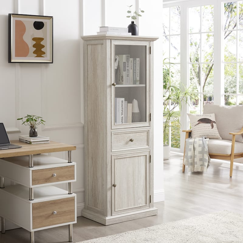 Tall Storage Cabinet, Freestanding Cabinet with Glass Door and Shelves, Sideboard cabinet, Cabinet with Drawer