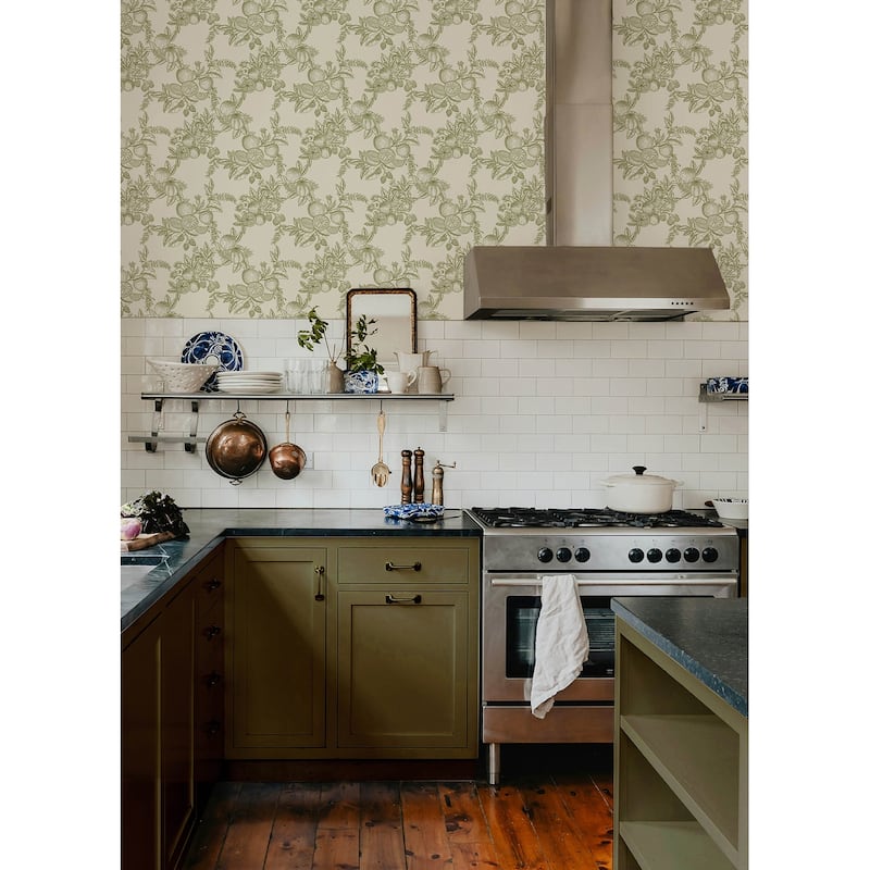 Chris Loves Julia x A-Street Prints Gerty Green Fruit Toile Wallpaper
