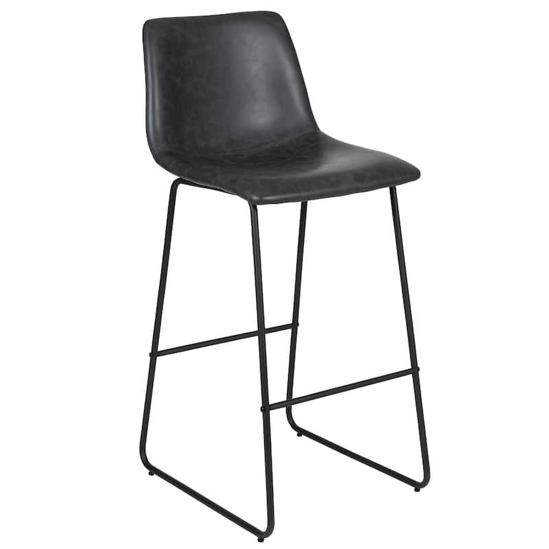LeatherSoft Bucket Seat Bar Stool (Set of 2)