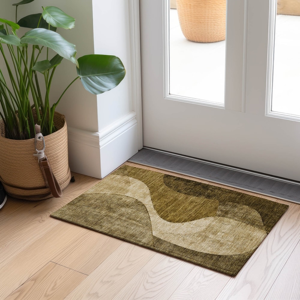 Machine Washable Indoor/ Outdoor Chantille Modern Abstract Rug