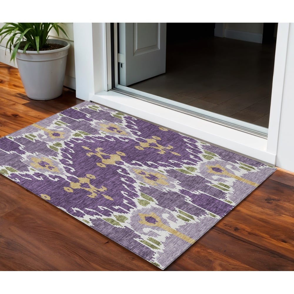 HomeRoots Ikat Transitional Rectangle Outdoor Rug