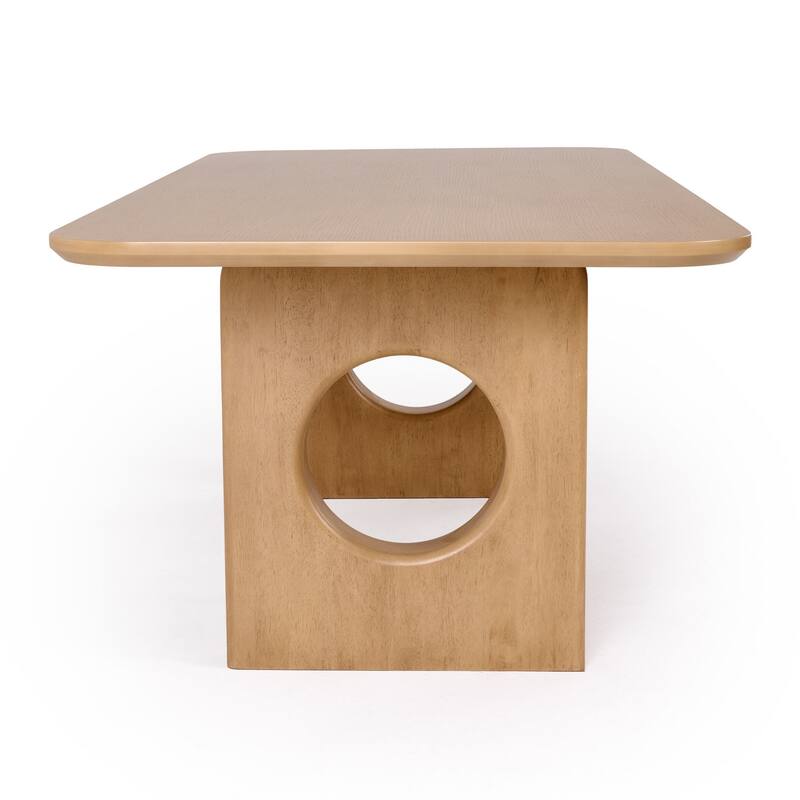 Now Ohan 90 Inch Dining Table, Rectangular, Light Brown Solid Rubberwood