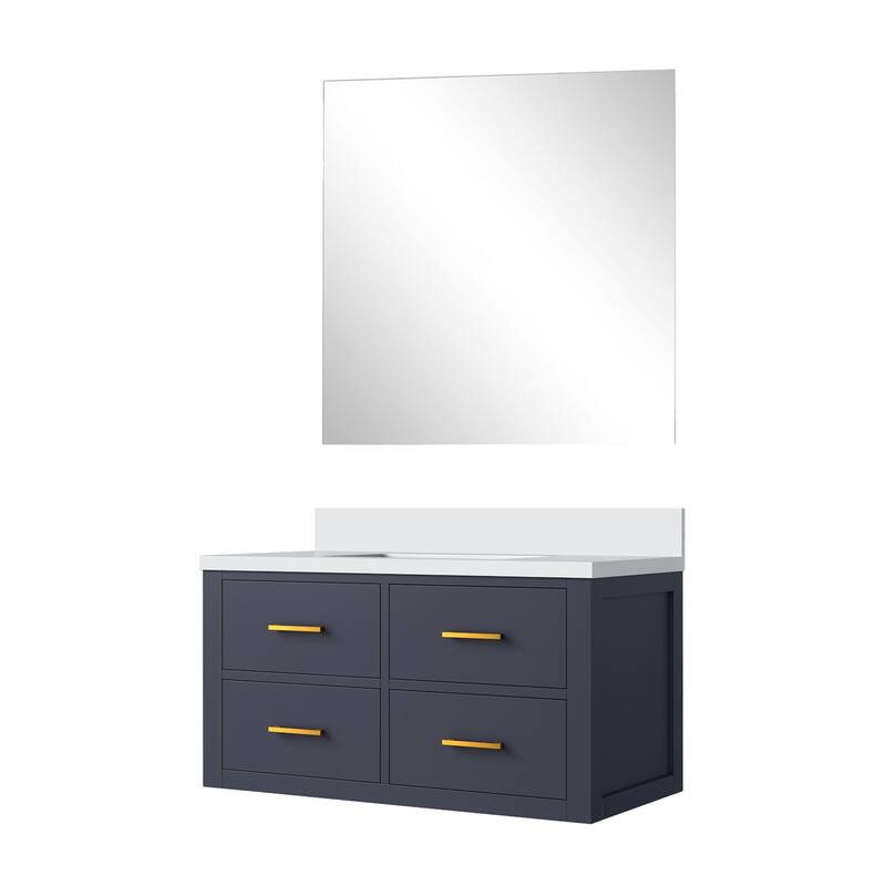 Castor Bath Vanity with Quartz Top, Sink and Mirror