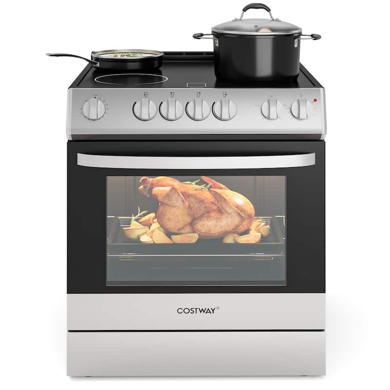 Costway Electric Range 30" Freestanding & Slide-in Kitchen Stove with - Black and Silver - See Details - Black and Silver - See Details