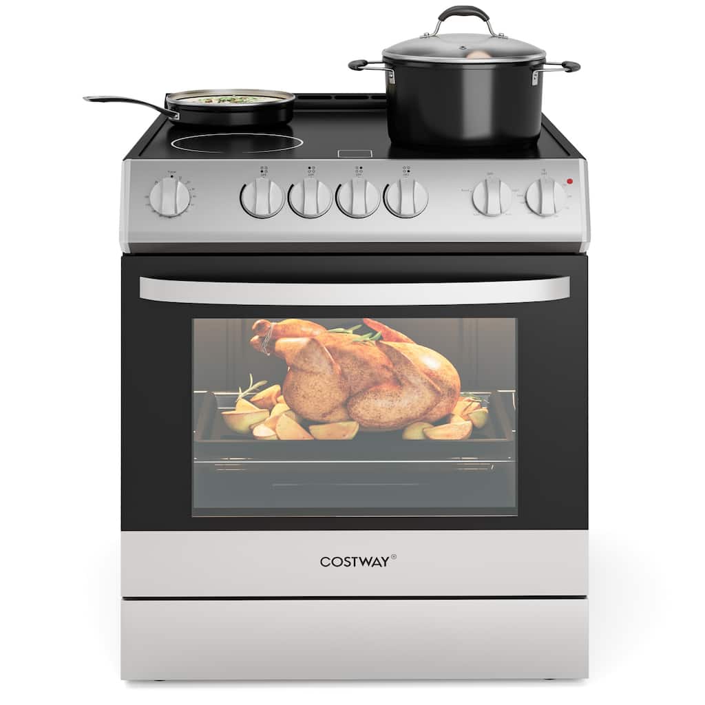 Costway Electric Range 30" Freestanding & Slide-in Kitchen Stove with - Black and Silver - See Details