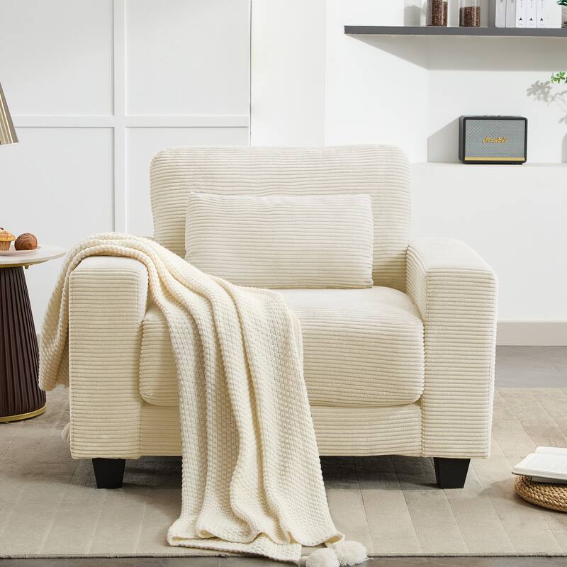 Corduroy Widened Single Sofa Chair, A Extra Lumbar Pillow