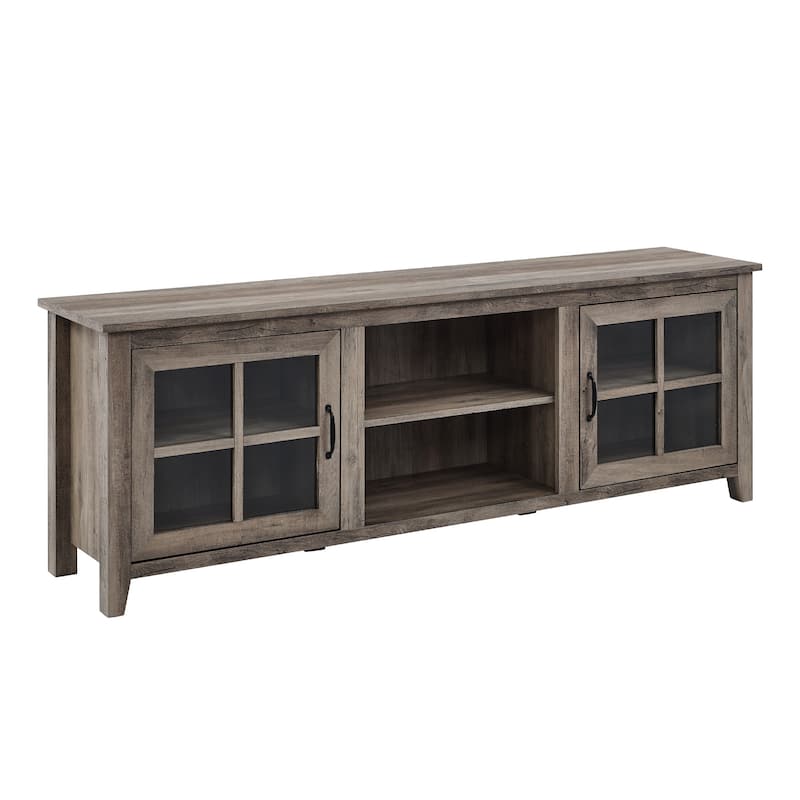 Modern Farmhouse 2-Door Glass Windowpane TV Stand