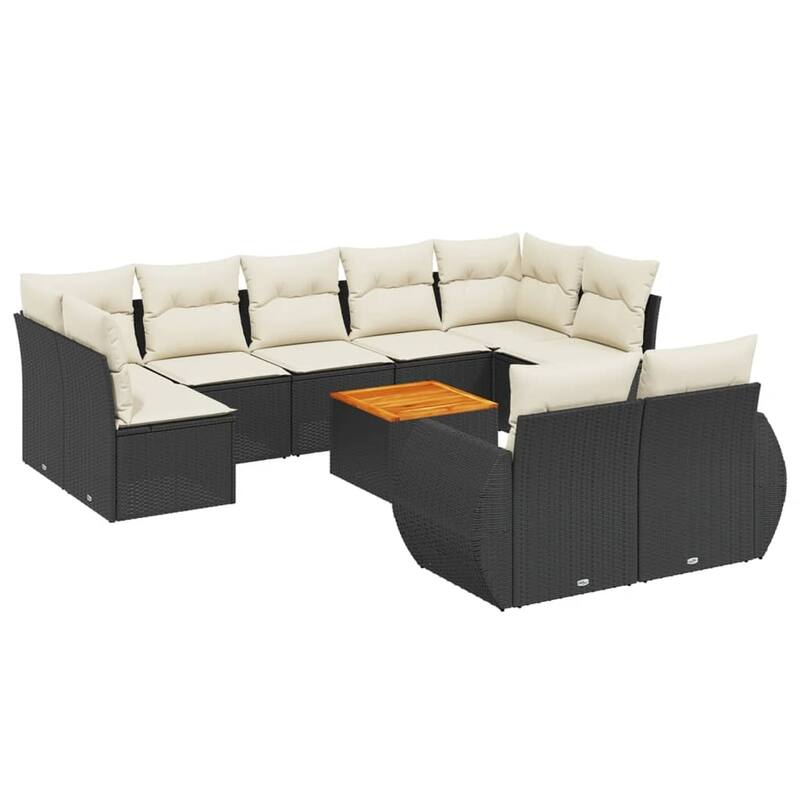 vidaXL Patio Sofa Set with Cushions Outdoor Furniture 10 Piece Poly Rattan