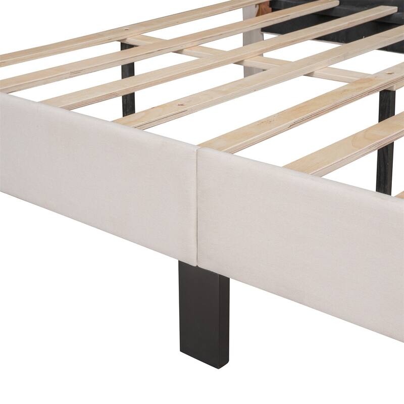 Merax Upholstered Linen Platform Bed, 3 colors