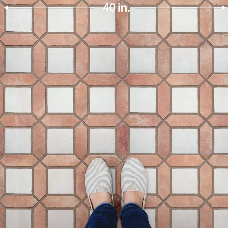 Merola Tile Picket Arenta Clay with White Square 14-5/8" x 22-1/2" Porcelain Floor and Wall Tile