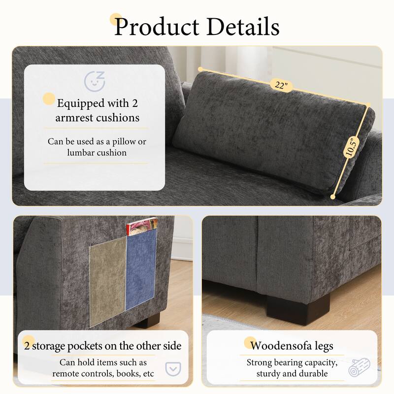 Modular L-Shaped Sectional Sofa with Foldable Table, Dual USB Charging, Side Storage Pockets and Movable Ottoman