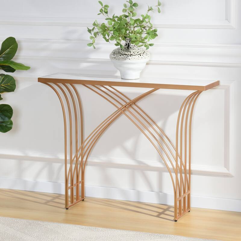 StyleCraft Seraphine Console - Golden - White Marble Top