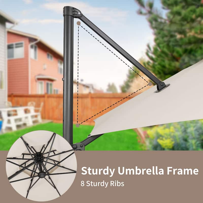 Autlaycil 10FT Cantilever Patio Umbrella with Base Included 360 Rotation Large Offset Hanging Outdoor Shade