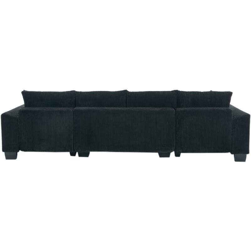 114" U Shape Corduroy Sofa Oversize Sectional Couch Upholstered Sofa Bed