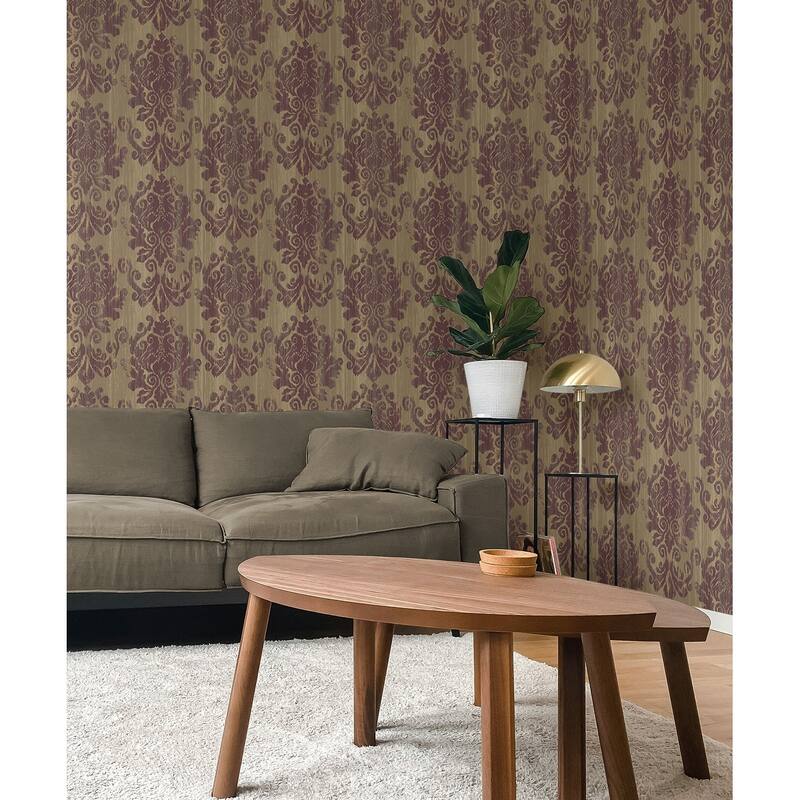 Seabrook Designs Caesar Damask Unpasted Wallpaper - 27 in. W x 27 ft. L