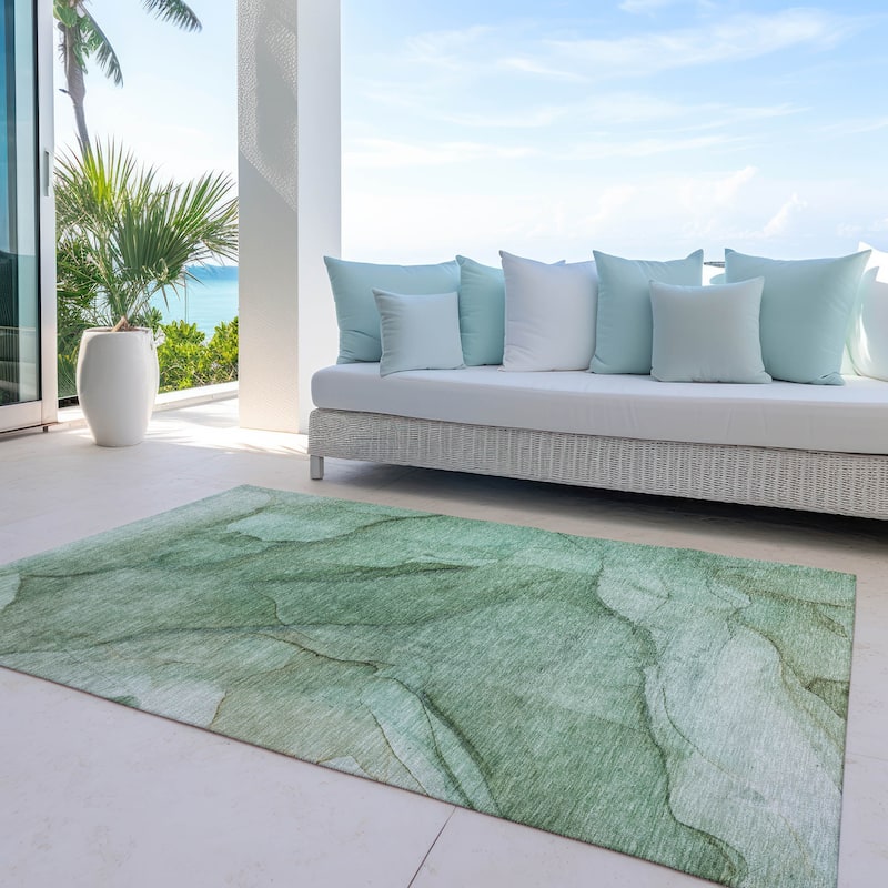 Machine Washable Indoor/ Outdoor Chantille Contemporary Abstract Rug
