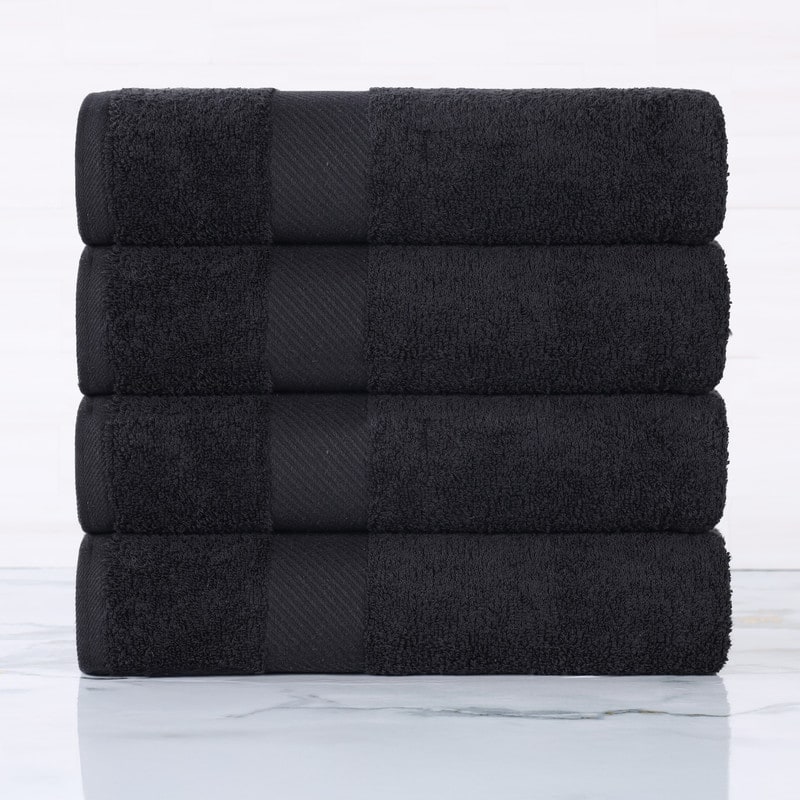 Superior Luxury Solid Highly Absorbent Egyptian Cotton Bath Towel - (Set of 4) - Black