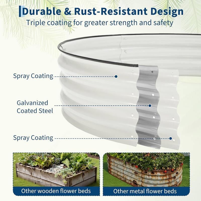 4X4x1Ft Round Galvanized Raised Garden Bed, Planter Box Kit for Vegetables, Flowers, Herbs & Fruits