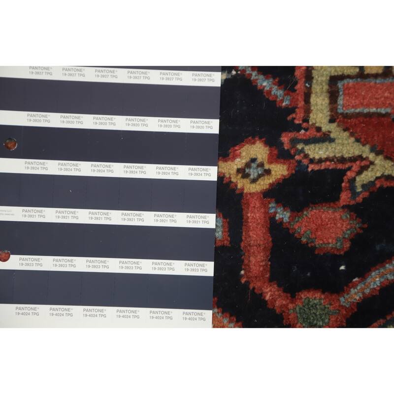 Hand Knotted Oriental 100% Wool Carpet Traditional Medallion Oranges & Rust Heriz (serapi) Area Rug - 8' 5'' X 7' 3''
