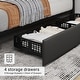 preview thumbnail 29 of 31, Bed Frame with 4 Storage Drawers, Linen Upholstered Platform Bed Frame with Adjustable Headboard